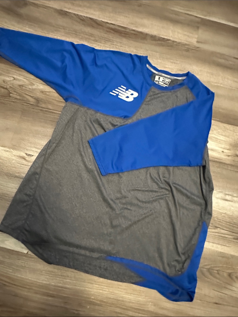 New Balance Men’s Gray and Royal Blue Long Sleeve Athletic Tee